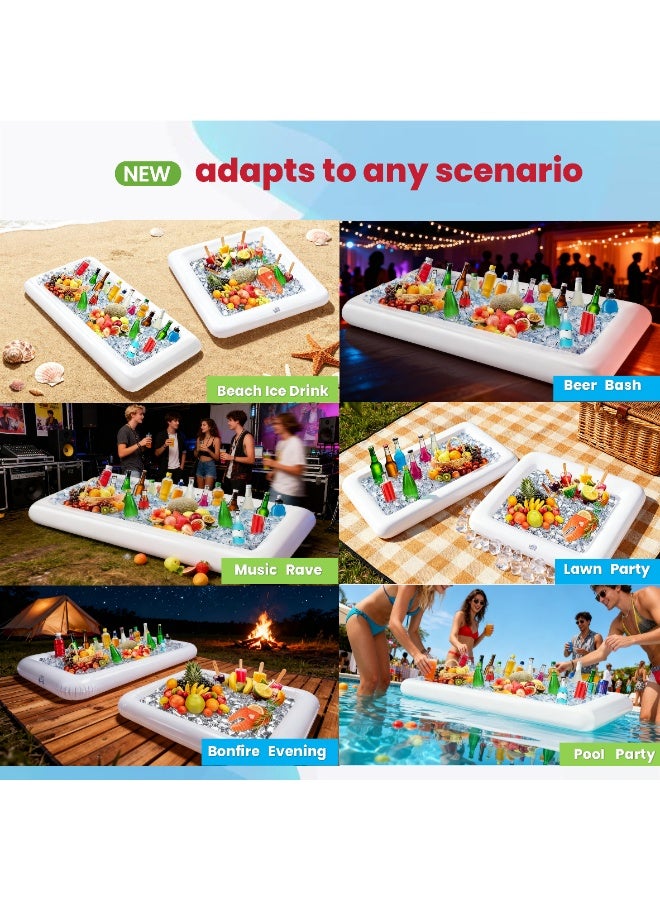 4Pack White Inflatable Serving Bar, Ice Cube Self-Service Salad Cooler Salad Tray Set for Summer Pool Parties, Family Gatherings, etc. - Image 5